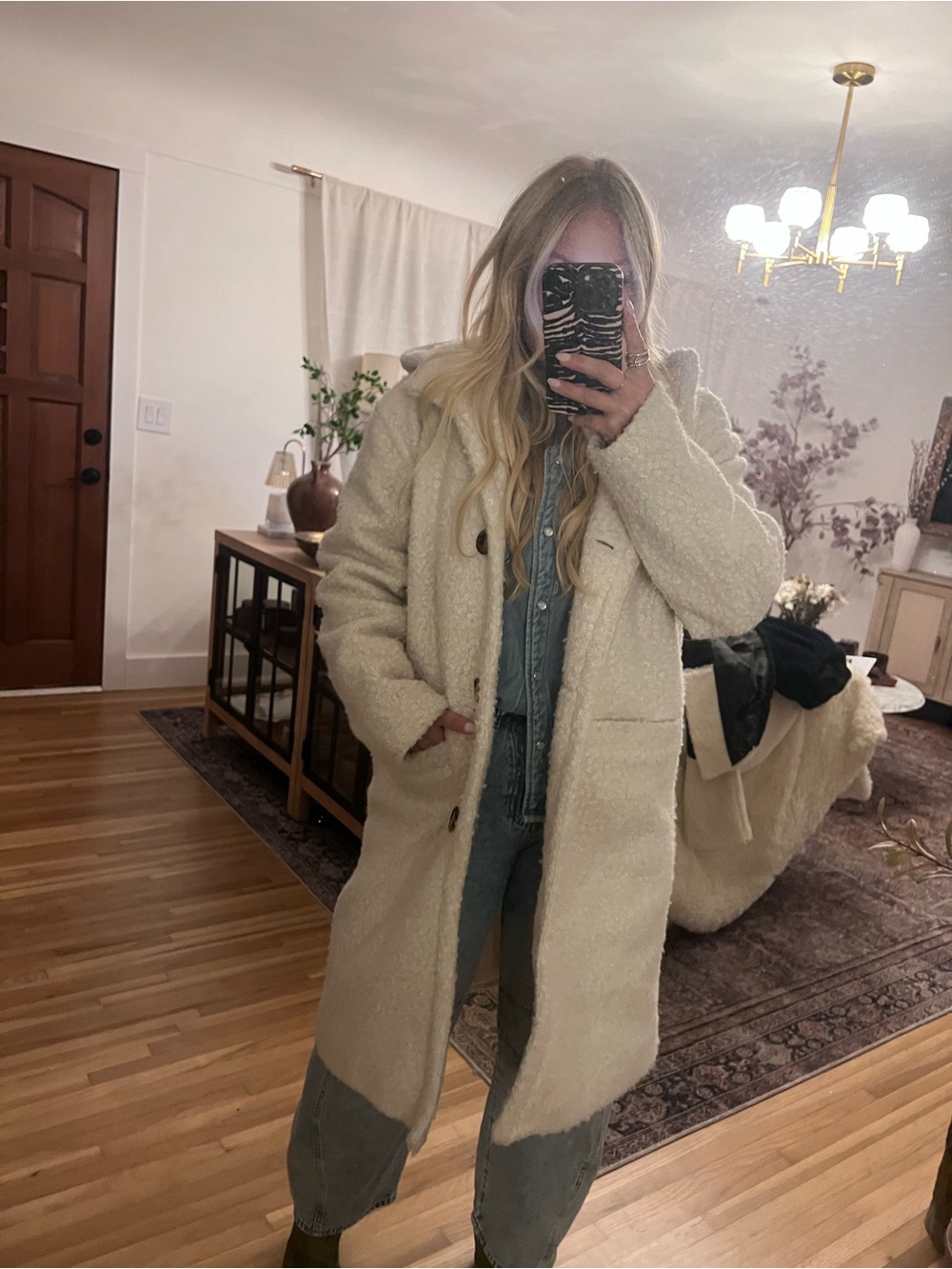 a new day Cream Faux-Sherpa Hooded Teddy Coat